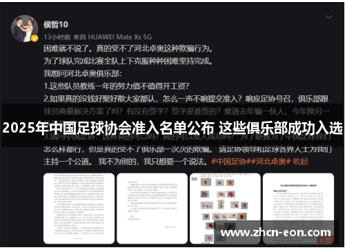 2025年中国足球协会准入名单公布 这些俱乐部成功入选
